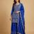 Blue designer chinon sequins embroidered work readymade suit