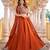 orange silk blend embroidered lehenga set
