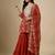 Orange designer fox georgette embroidered work readymade suit