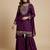 Purple designer chinon sequins embroidered work readymade suit