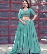 sea green georgette embroidered lehenga set