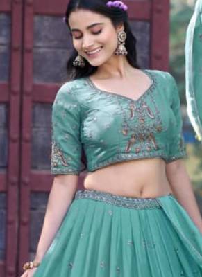 sea green georgette embroidered lehenga set 2