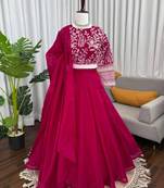 magenta silkblend embroidered lehenga set