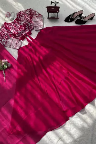 magenta silkblend embroidered lehenga set