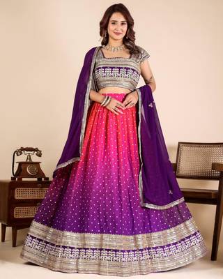 multicolor georgette embroidered lehenga set 1