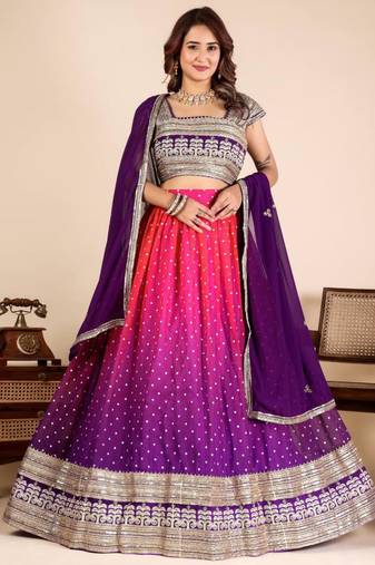 multicolor georgette embroidered lehenga set