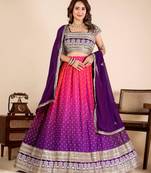 multicolor georgette embroidered lehenga set