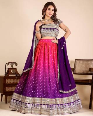 multicolor georgette embroidered lehenga set 2