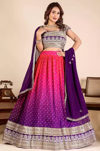 multicolor georgette embroidered lehenga set