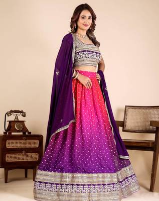 multicolor georgette embroidered lehenga set 3