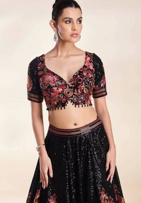 black georgette embroidered lehenga set 4