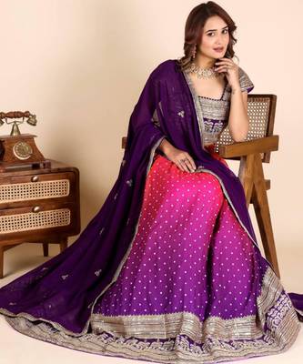 multicolor georgette embroidered lehenga set 4