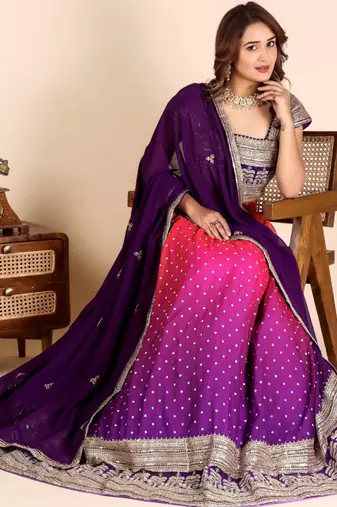 multicolor georgette embroidered lehenga set