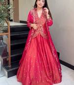 pink silkblend embroidered lehenga set
