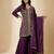 Purple designer chinon sequins embroidered work readymade suit