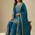 Blue designer chinon sequins embroidered work readymade suit