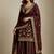 Brown designer chinon sequins embroidered work readymade suit