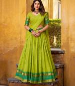 parrot green chanderi embroidered lehenga set