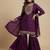 Purple designer chinon sequins embroidered work readymade suit