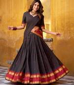 dark chocolate chanderi embroidered lehenga set