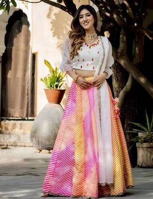 multicolor silkblend printed lehenga set 1