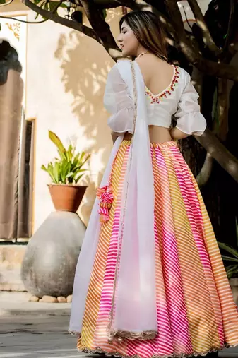 multicolor silkblend printed lehenga set