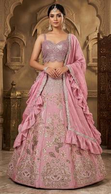 pink silkblend embroidered lehenga set 1