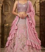 pink silkblend embroidered lehenga set