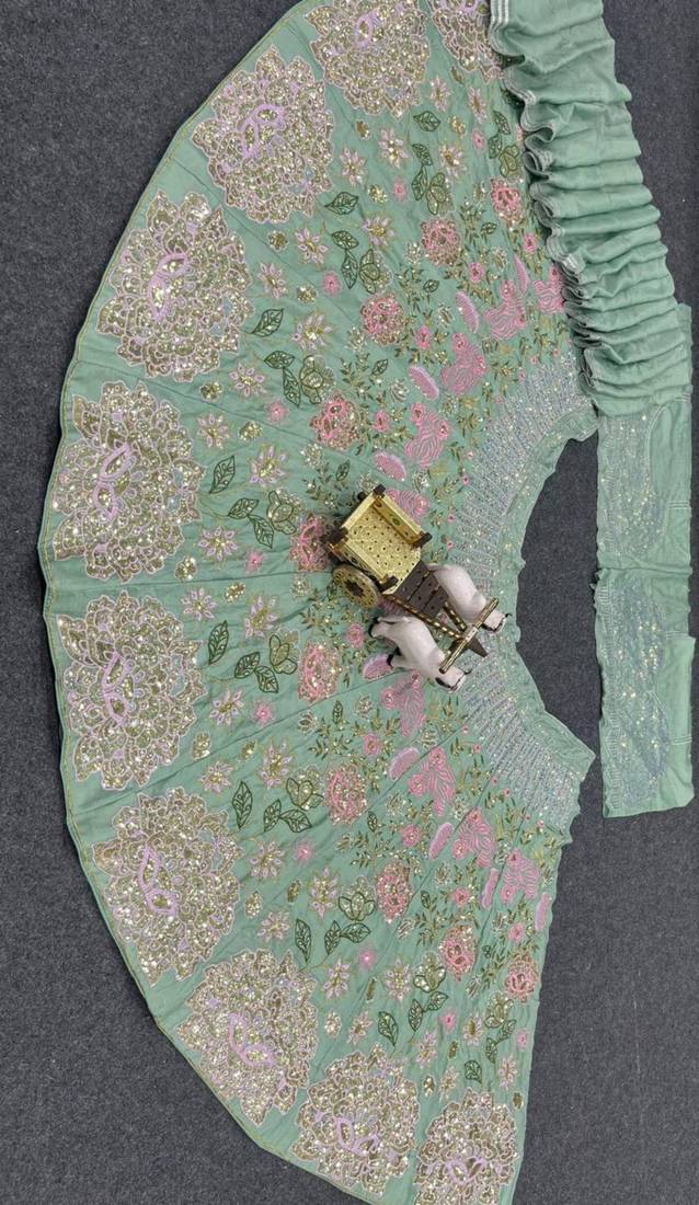 sea green silkblend embroidered lehenga set