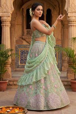 sea green silkblend embroidered lehenga set 3