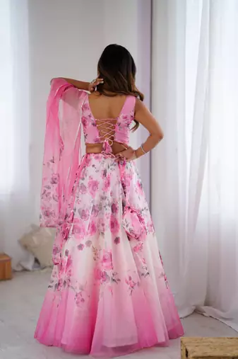 pink silkblend embroidered lehenga set