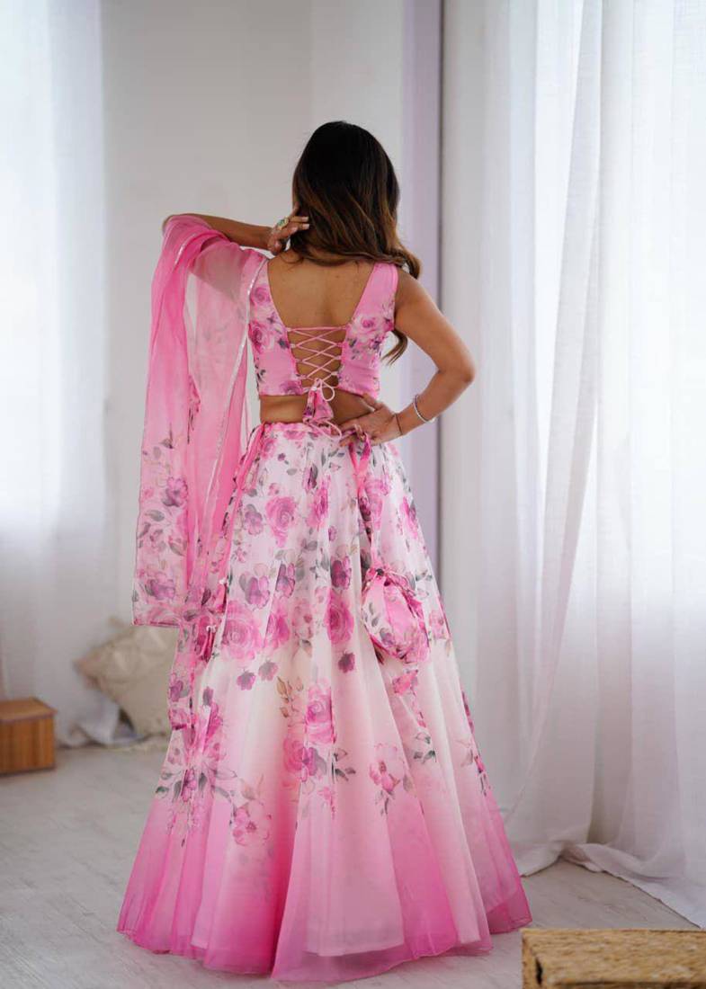 pink silkblend embroidered lehenga set