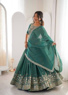 sea green silkblend embroidered lehenga set 2