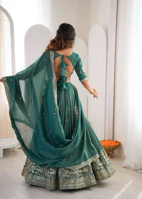 sea green silkblend embroidered lehenga set 4