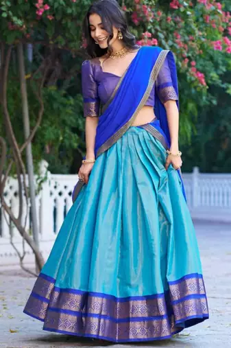 multicolor silkblend plain lehenga set