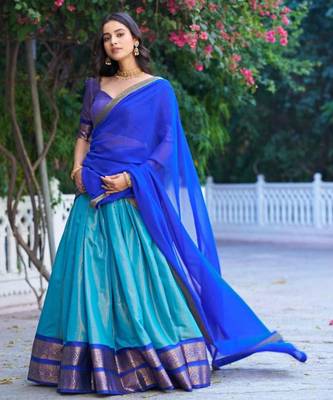 multicolor silkblend plain lehenga set 2