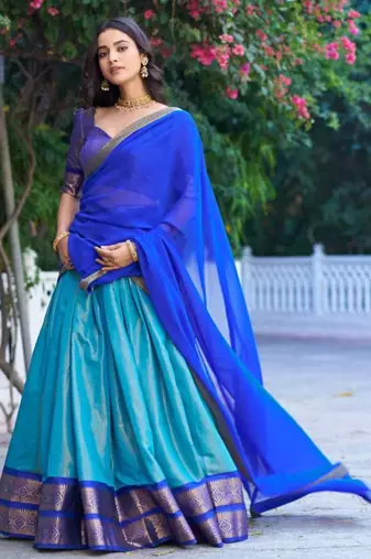 multicolor silkblend plain lehenga set