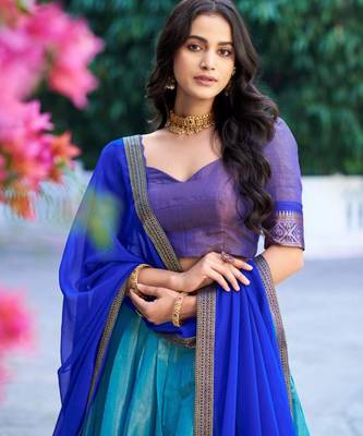 multicolor silkblend plain lehenga set 3