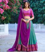 multicolor silkblend plain lehenga set