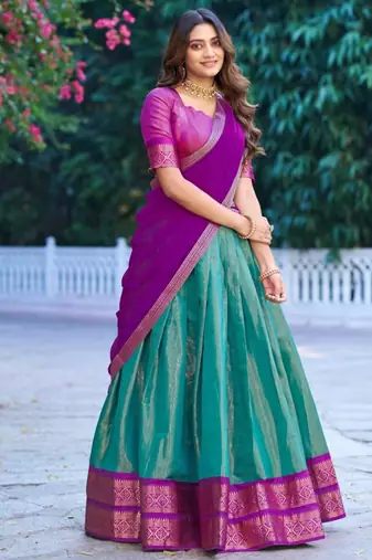 multicolor silkblend plain lehenga set