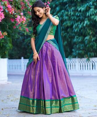 multicolor silkblend plain lehenga set 2