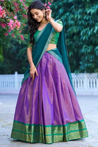 multicolor silkblend plain lehenga set