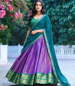 multicolor silkblend plain lehenga set