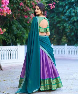 multicolor silkblend plain lehenga set 3