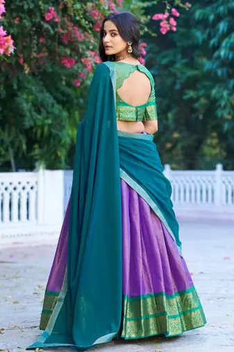 multicolor silkblend plain lehenga set