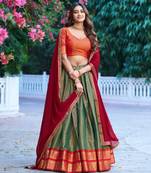 multicolor silkblend plain lehenga set