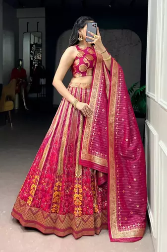 multicolor silkblend embroidered lehenga set