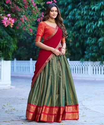 multicolor silkblend plain lehenga set 2