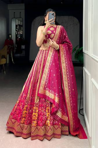 multicolor silkblend embroidered lehenga set