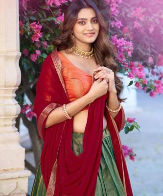 multicolor silkblend plain lehenga set 4
